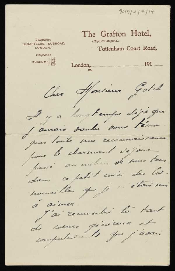 ‘Letter from Adrien-Jean Le Mayeur to Thomas Cooper Gotch
