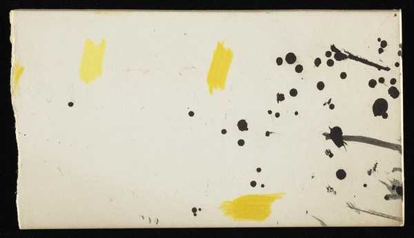 ‘Trial board with yellow coloured pencil and ink