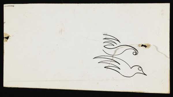 ‘Trial board with an ink doodle of a bird