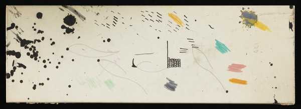 ‘Trial board with ink and pencil doodles
