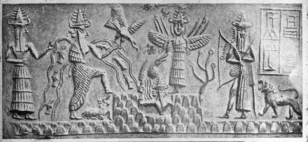 ‘Black and white glass lantern slide of a relief, possibly Assyrian