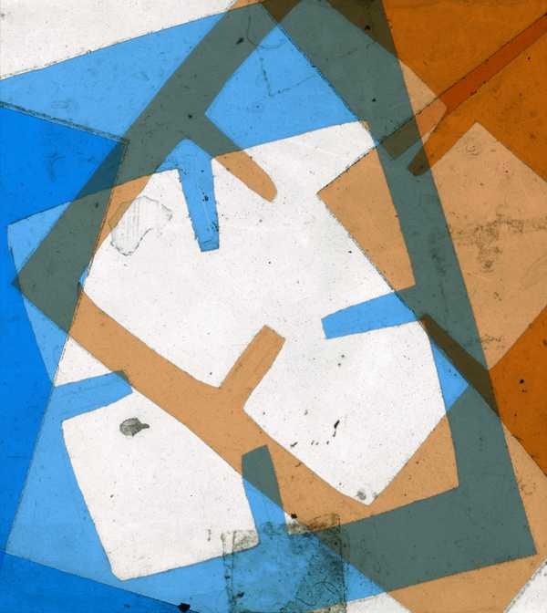 ‘Slide on which a geometric pattern has been constructed from pieces of coloured cellophane glued to the slide