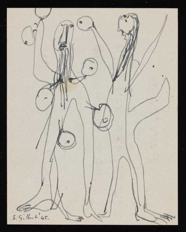 ‘Drawing of two surreal figures