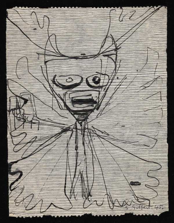 ‘Drawing of an abstract butterfly with frilled wings and a large head