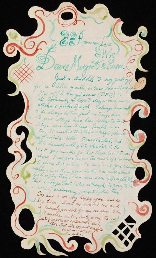 ‘Letter from John Banting to Humphrey Spender and Margaret ‘Lolly’ Low