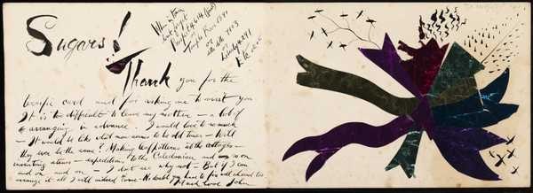 ‘Folded card from John Banting to Humphrey Spender and Margaret Low