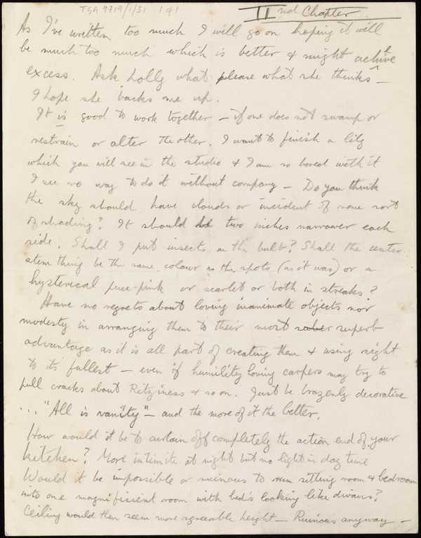 ‘Part of a letter from John Banting to Humphrey Spender, titled ‘Second Chapter’