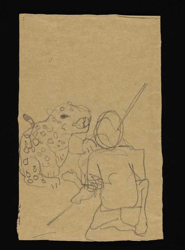 ‘Sketch of a man confronting a jaguar
