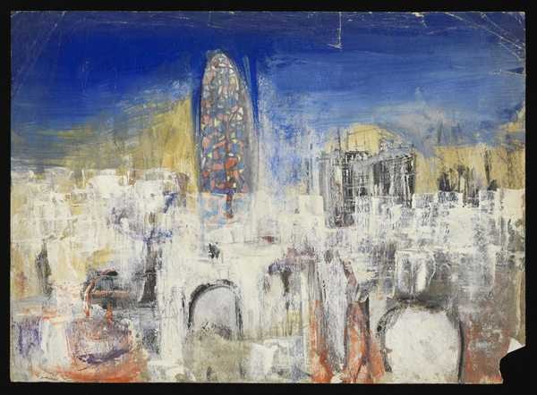 ‘Abstract painting of a skyline