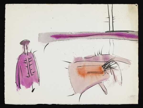 ‘Abstract sketch, including a figure resembling a human on the left-hand side