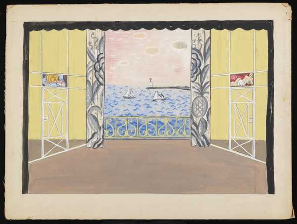 ‘Untitled set design showing a balcony looking out to sea