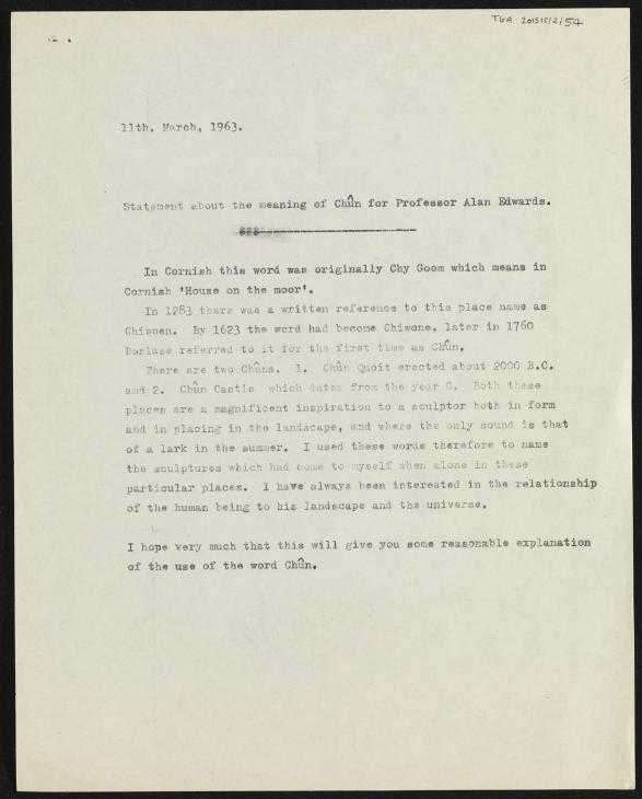 ‘Statement about the meaning of Chun for Professor Alan Edwards’