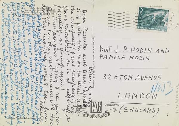 ‘Postcard from Emilio Greco and Oskar Kokoschka to J.P. Hodin