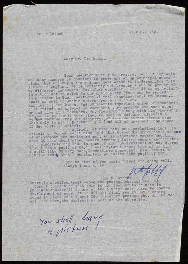 ‘Letter and artist questionnaire