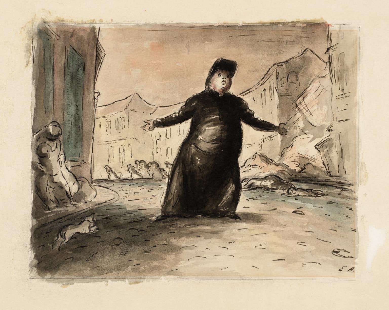 Priest Begging a Lift in Louvain, May 1940