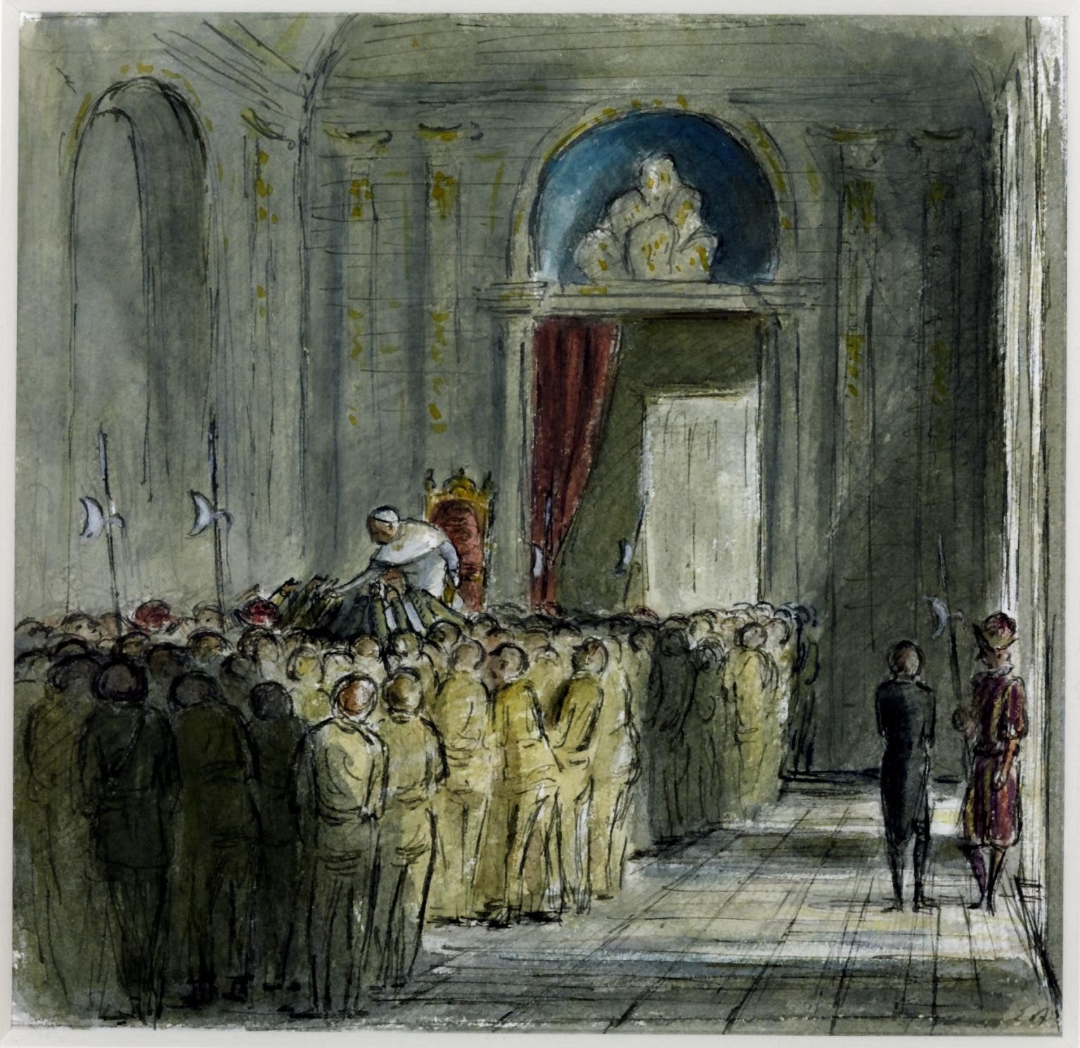 Soldiers Holding Up Rosaries to be Blessed at a Papal Audience
