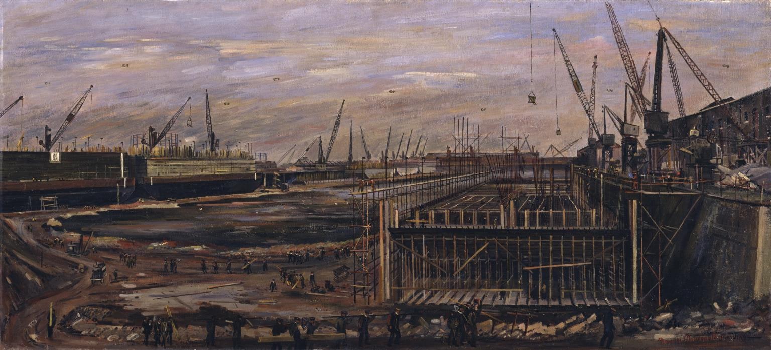 Building the Mulberry Harbour, London Docks