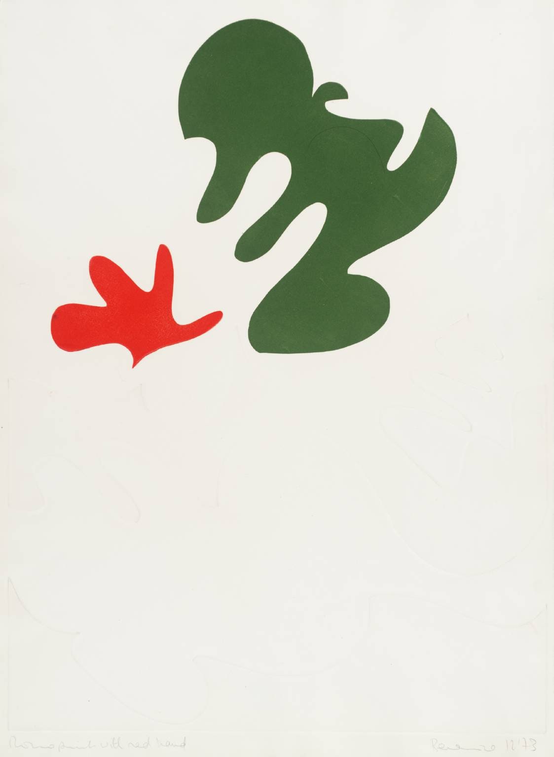 Monoprint with Red Hand