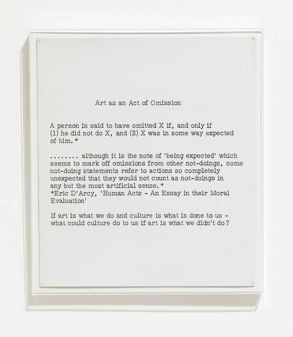Art as an Act of Omission