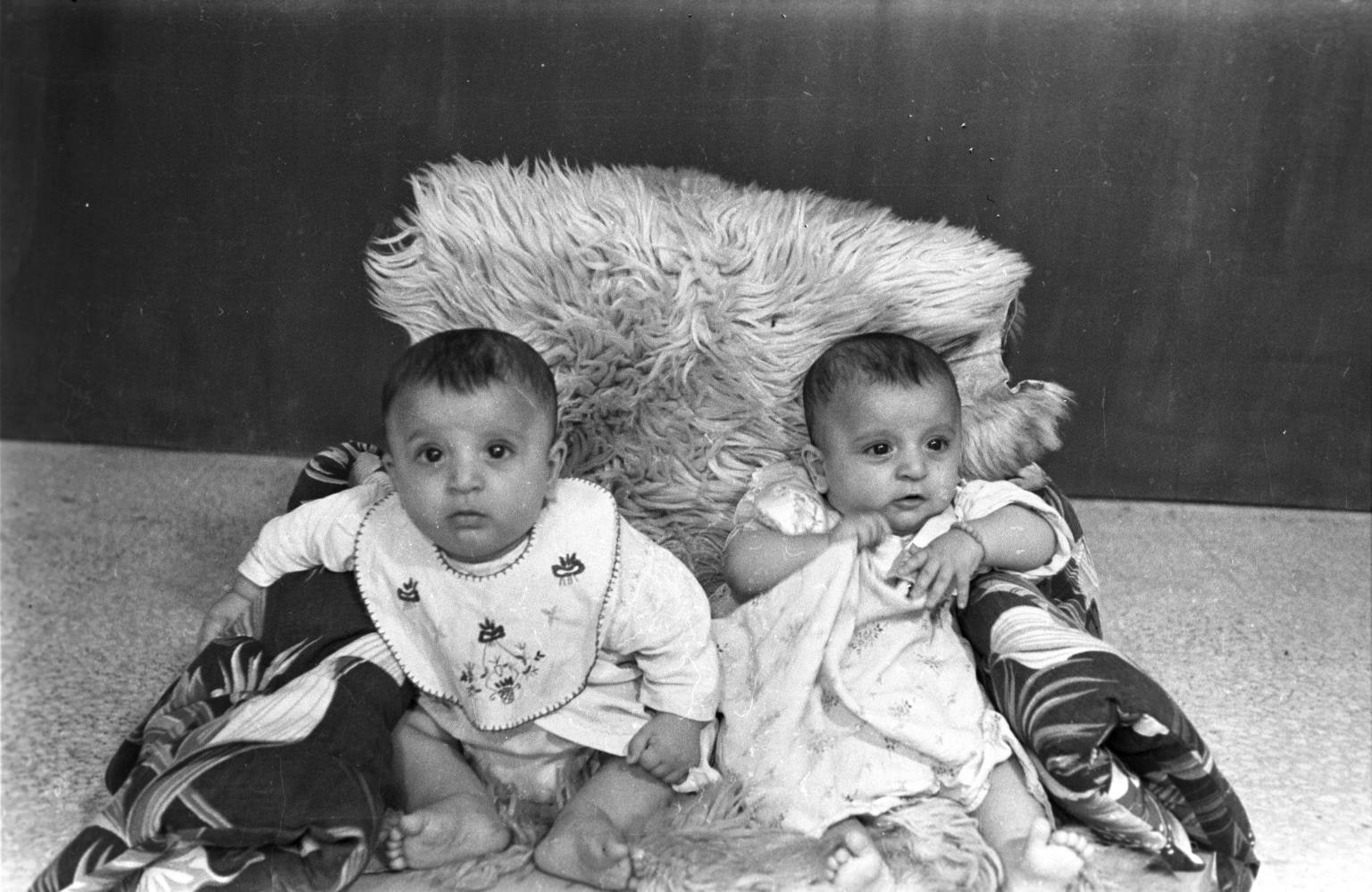 Twins. Studio Shehrazade, Saida, Lebanon, 1950s. Hashem el Madani