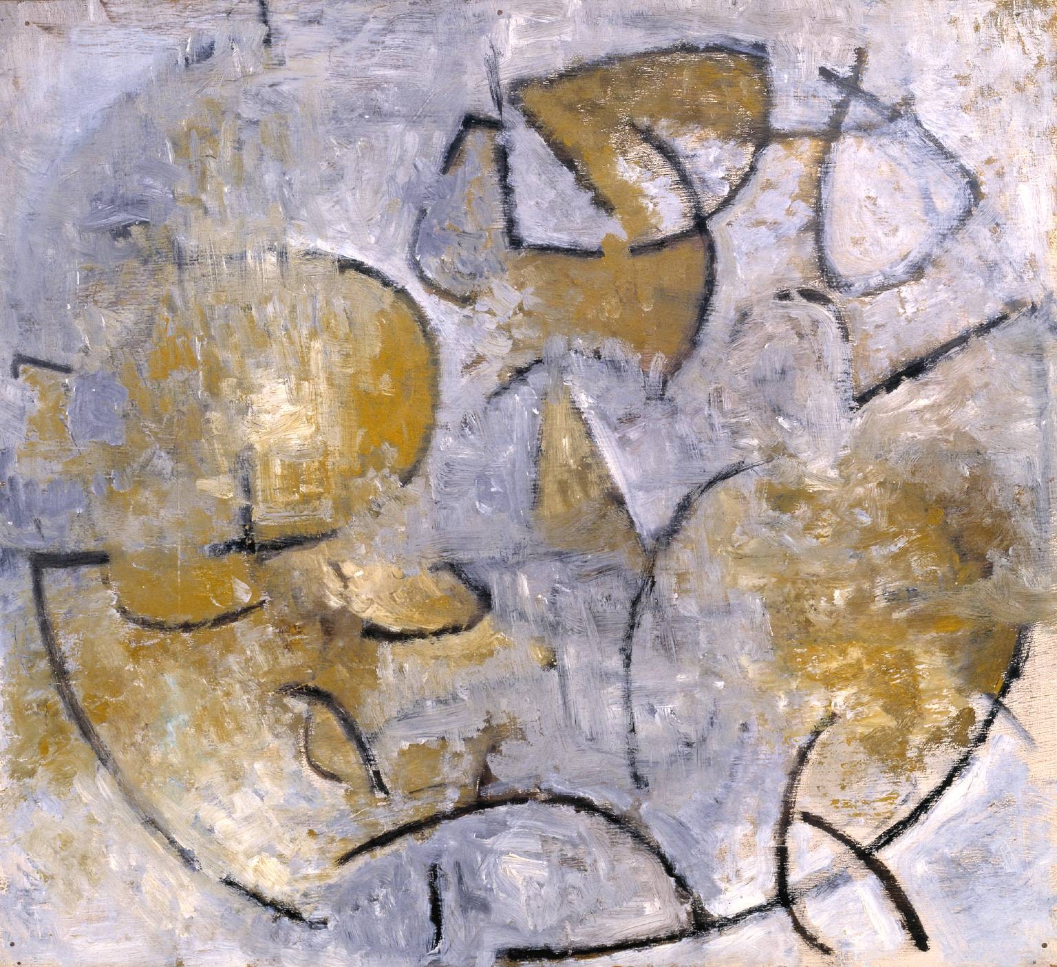Oval Motif in Grey and Ochre