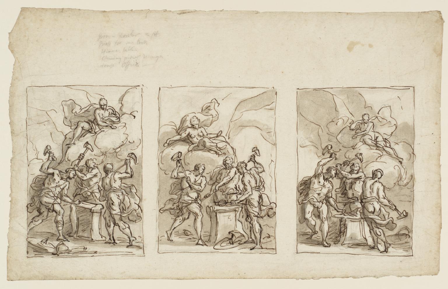 Three Studies for ‘Thetis in the Forge of Vulcan Watching the Making of Achilles’ Armour’