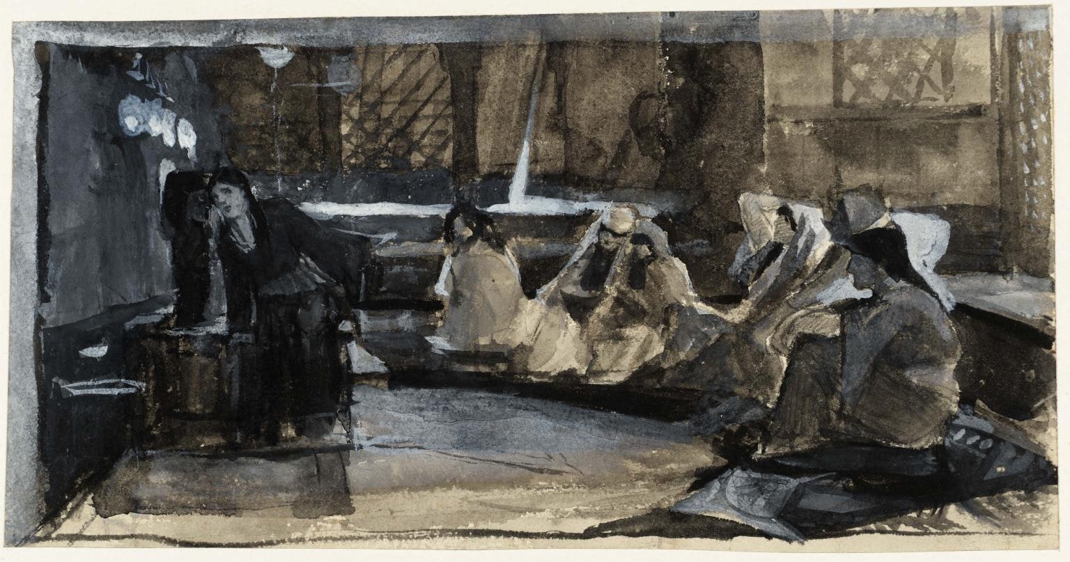 Study for ‘Consulting the Oracle’ Verso: Studies of (i) Same Composition (ii) Priestess on a Tripod Throne