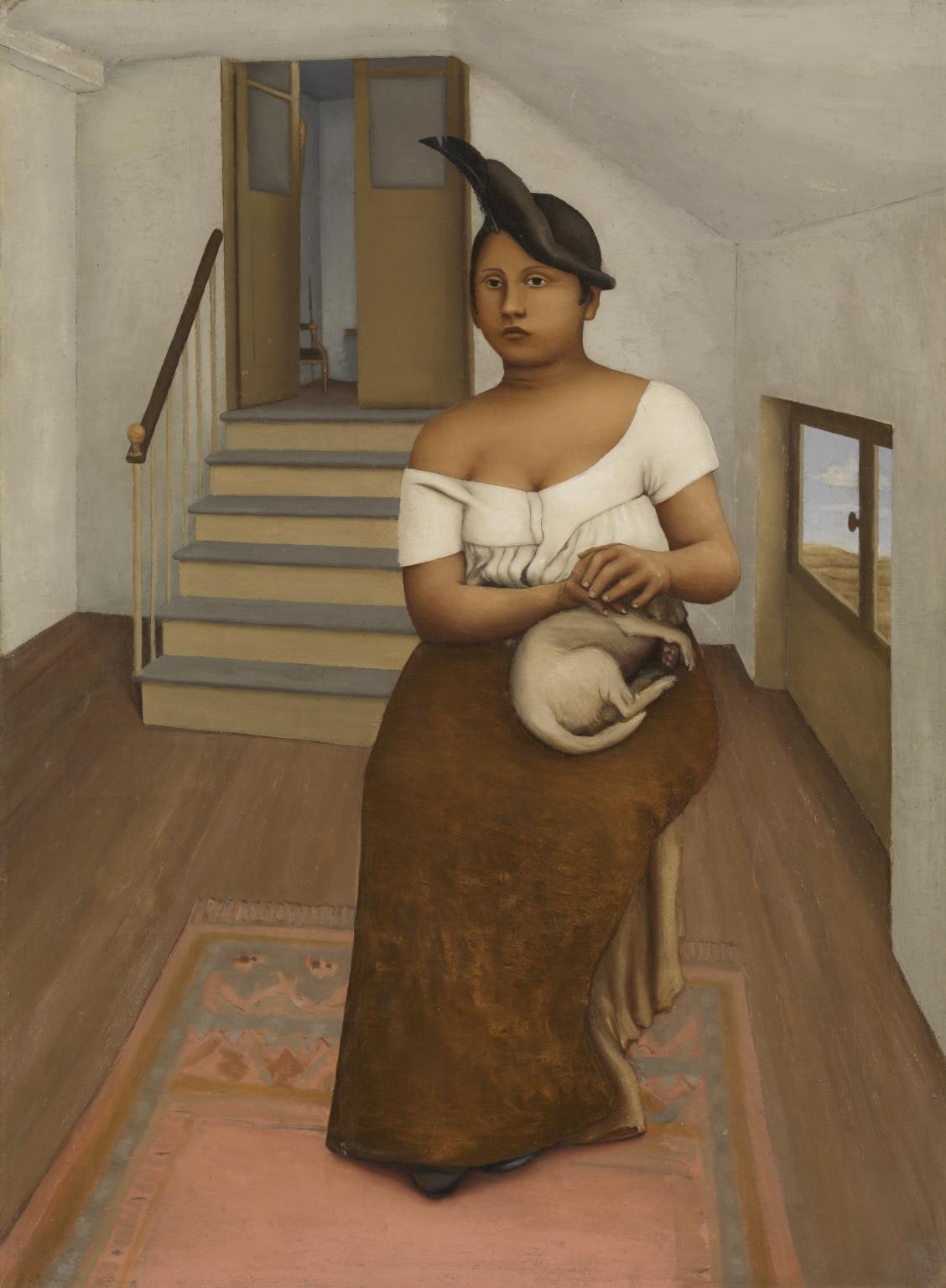 Seated Woman with Small Dog