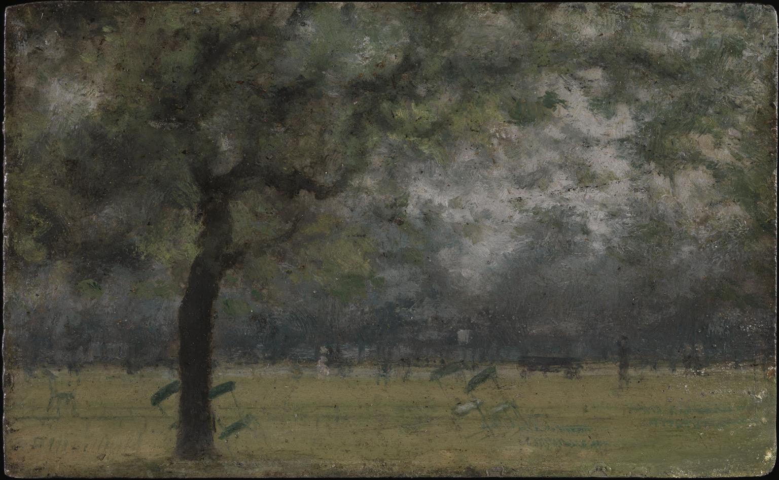 Kensington Gardens with Chairs and Figures
