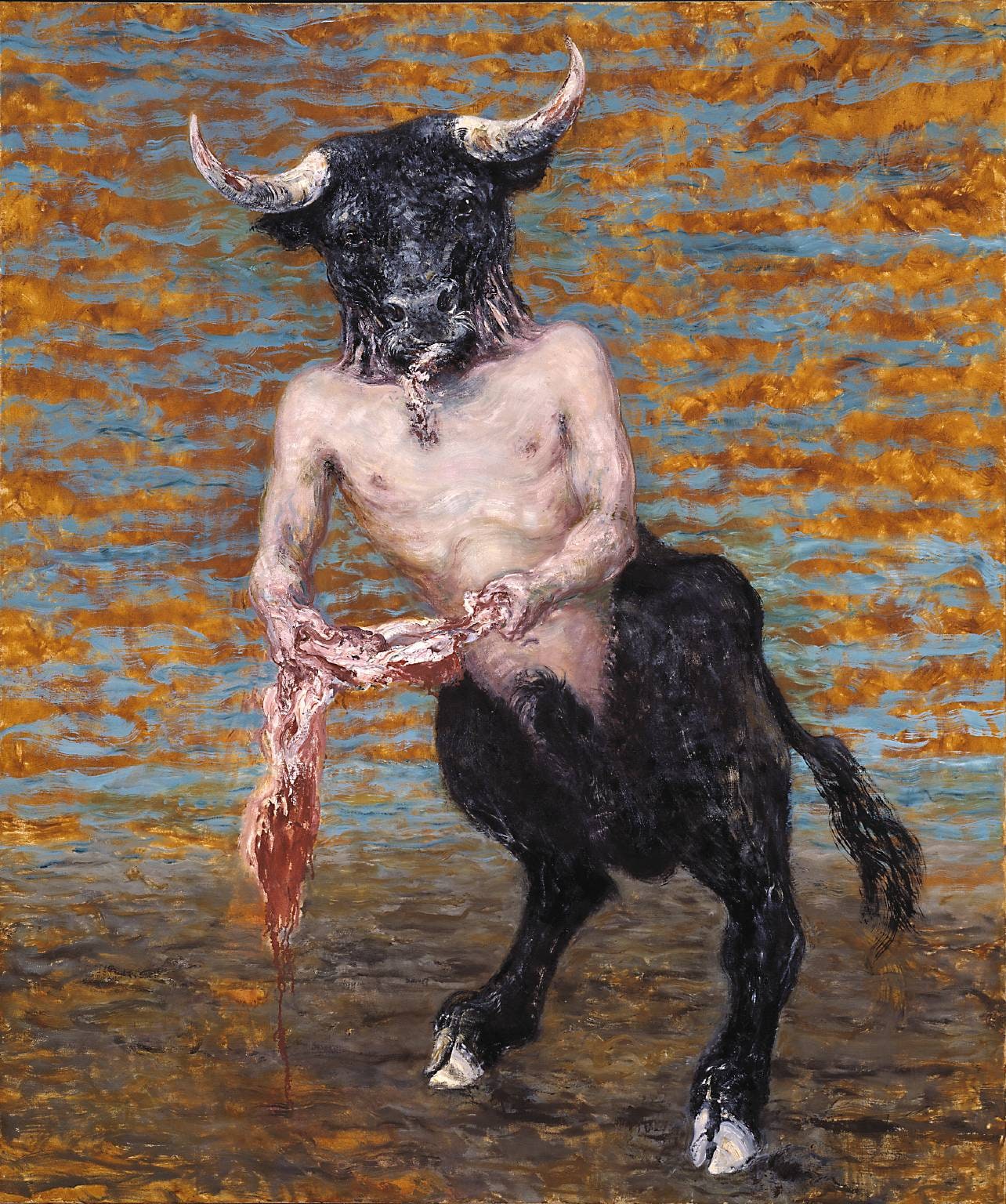 Minotaur Surprised while Eating