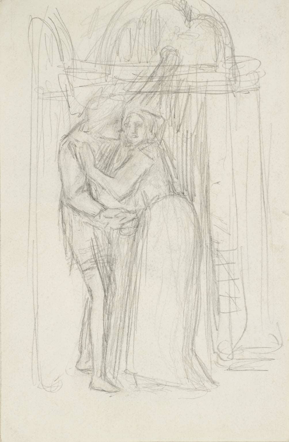 Study for ‘The Eve of St Agnes’. Verso: Study for ‘The Guarded Bower’