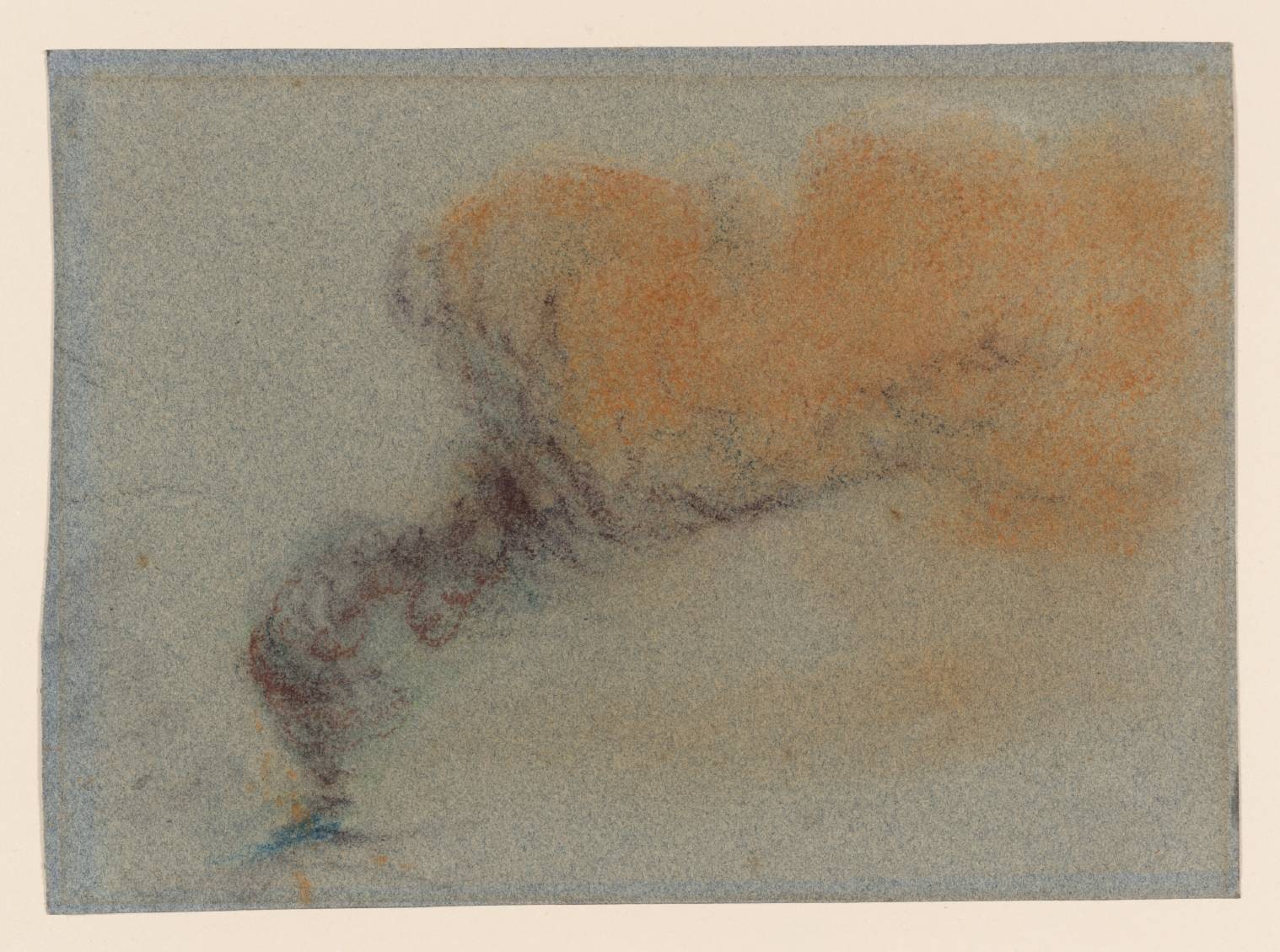 The Smoke of the Volcano. Verso: Outline of a Wooded Hillside with Rock