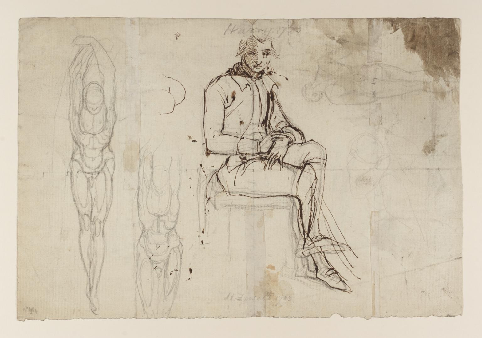 Self-Portrait and Anatomical Studies. Verso: Two Male Anatomical Studies