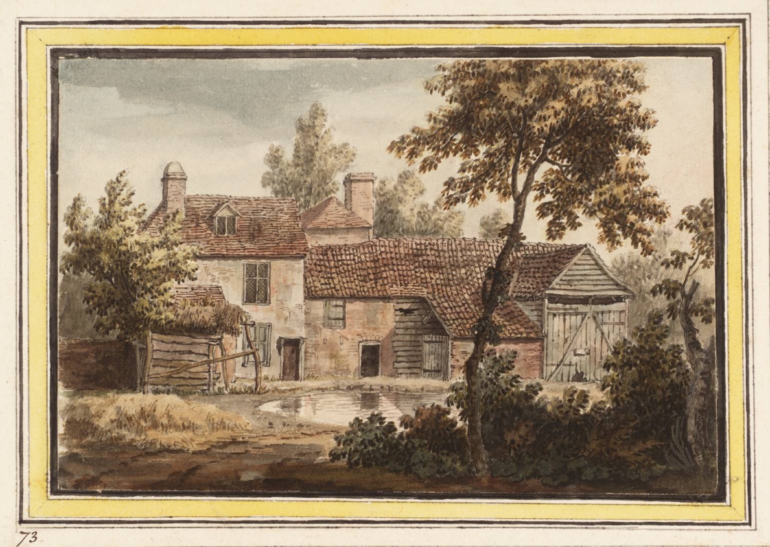 A Farmstead. Verso: Standing Figure
