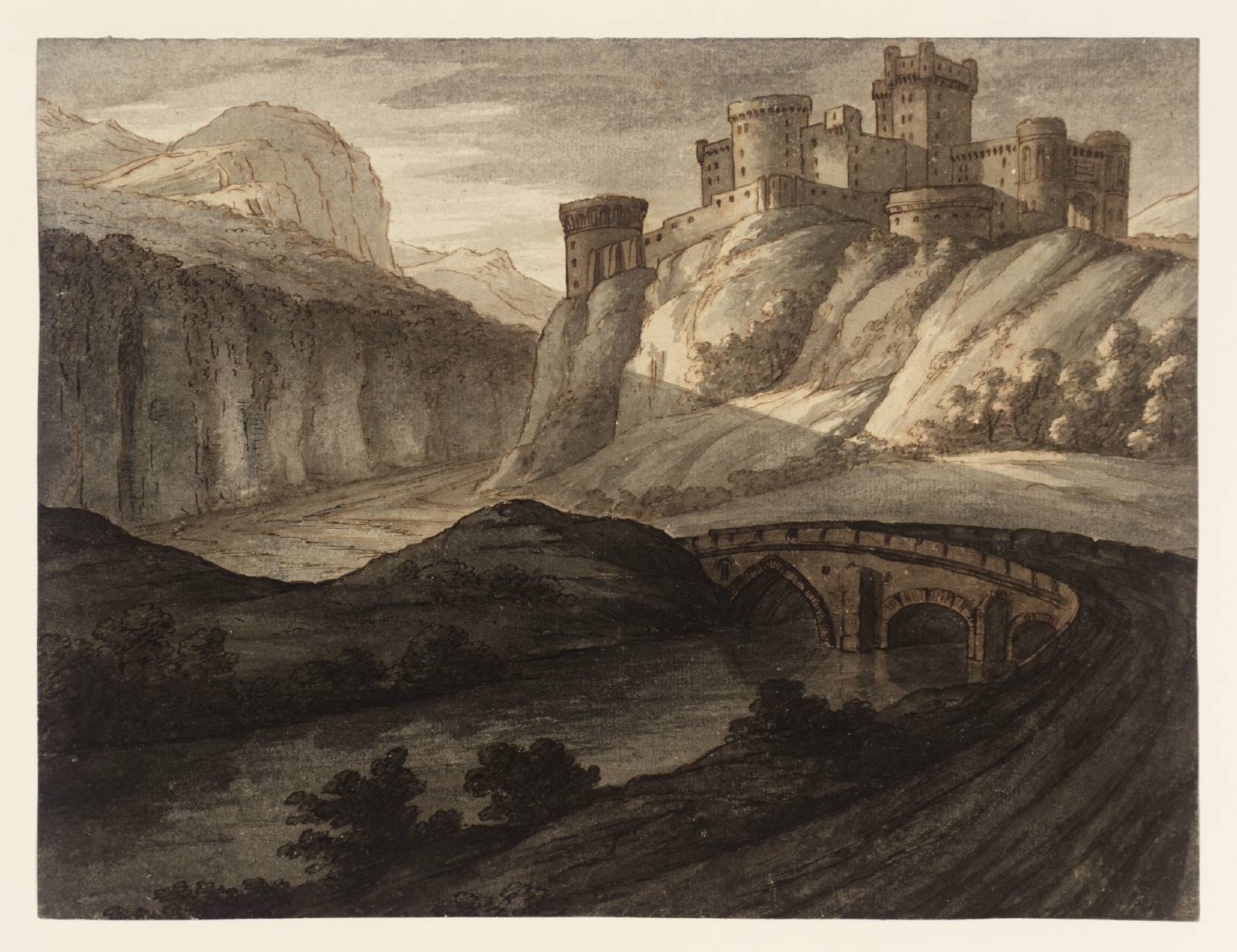A Castle above a River, among Mountains, after Robert Adam