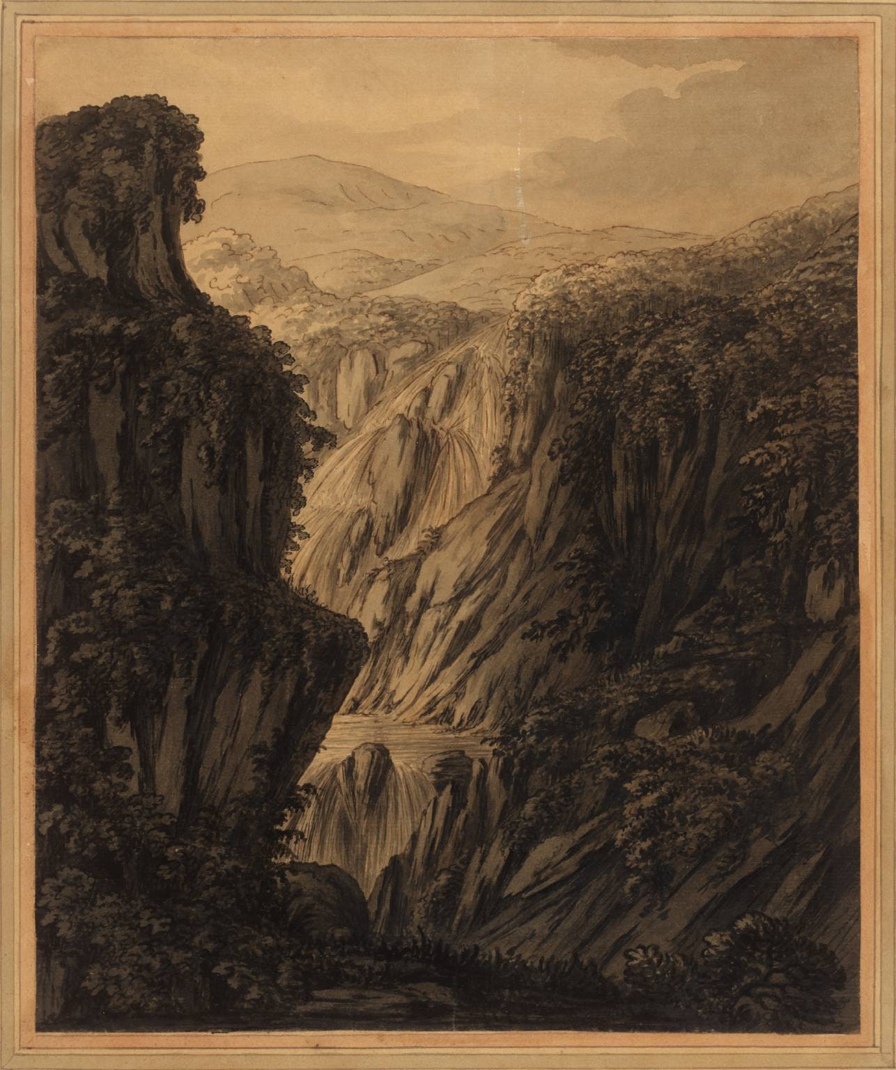 A Waterfall in a Gorge