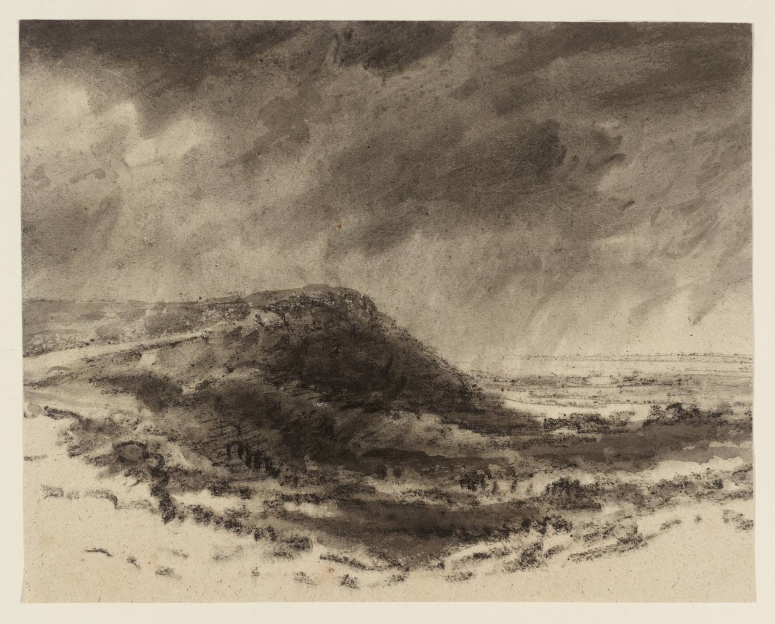 A Hill above a Plain in a Rainstorm