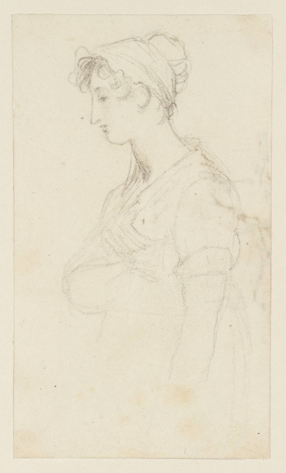 A Girl Half Length in Profile to Left