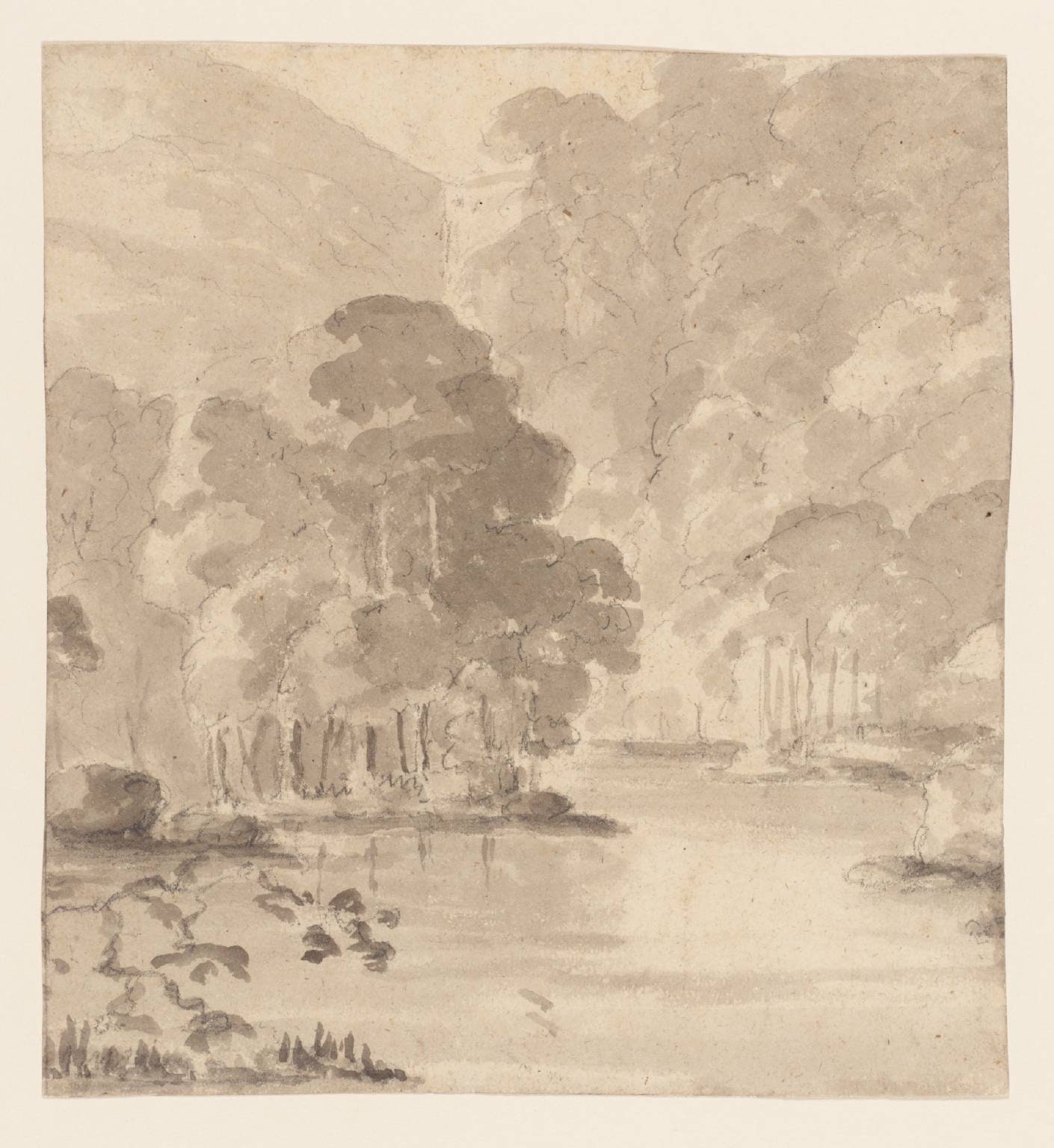 Landscape Composition with Water and Trees