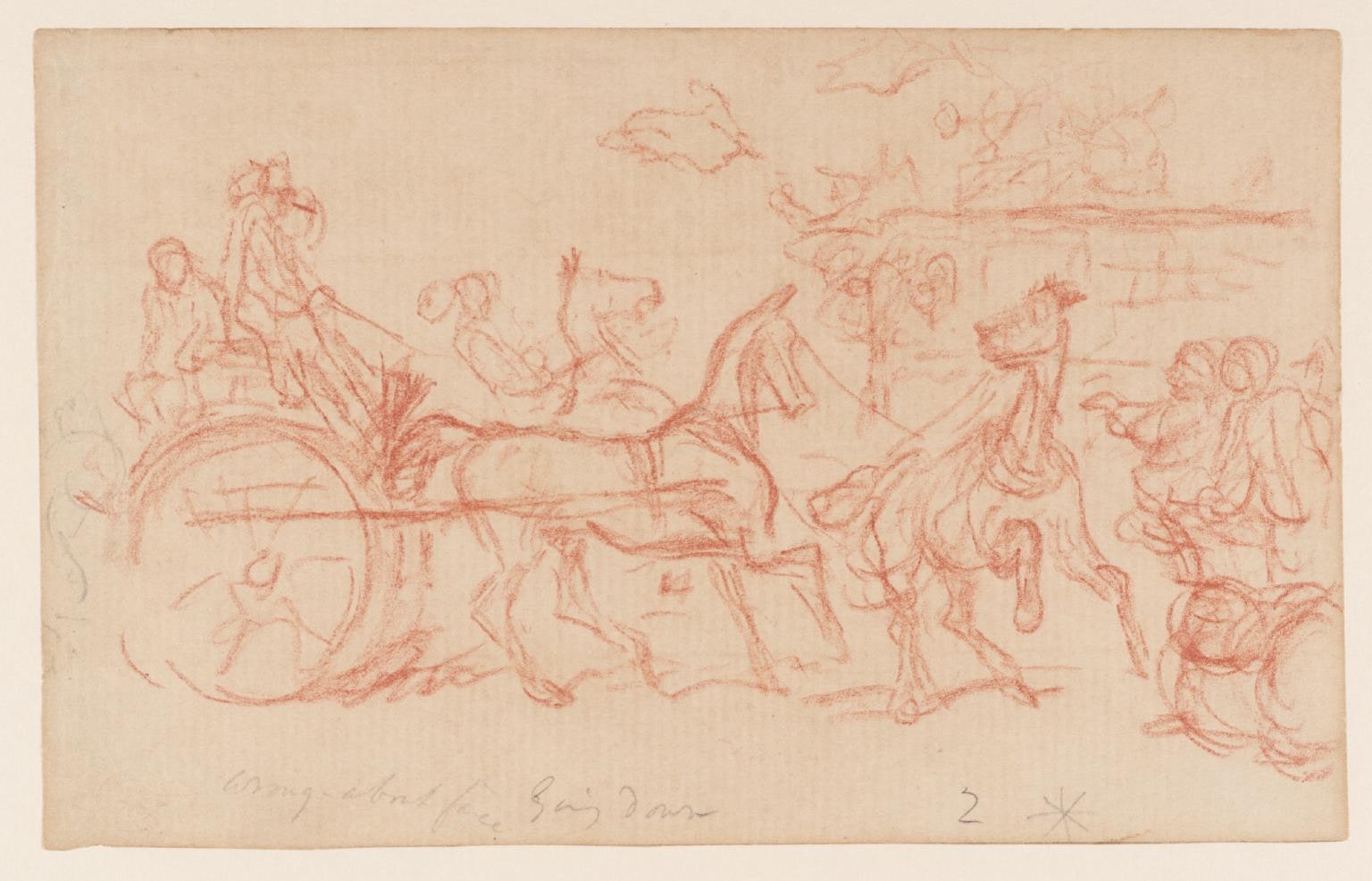 ‘Wrong-about face - going down’. A Traffic Incident. Caricature