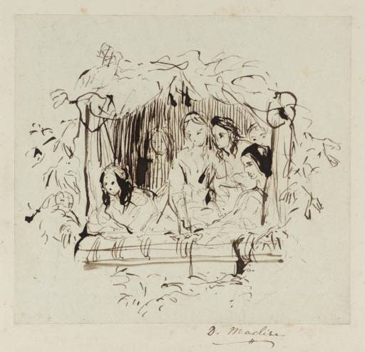The Opera Box, Design for a Wood Engraving: Preliminary Sketch
