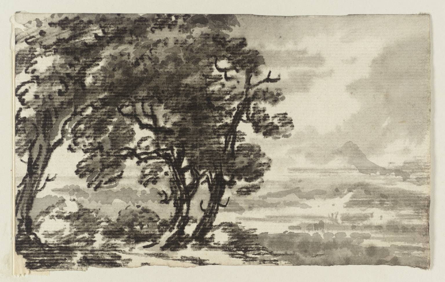 Landscape Composition with Trees in a Wind, and Distant Hills. Verso: Sketches