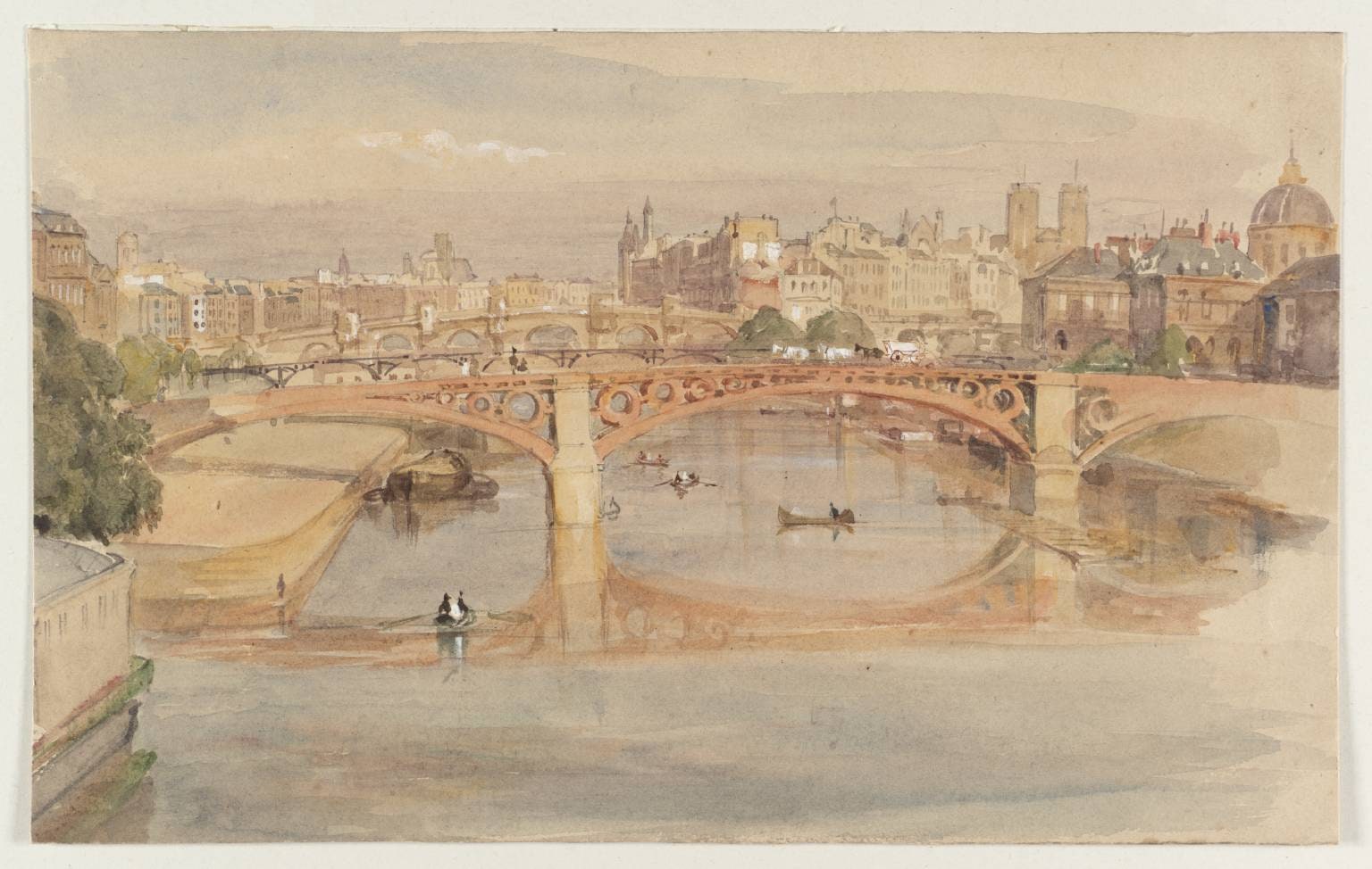 Bridges on the Seine. Verso: Sketch of an Abbé