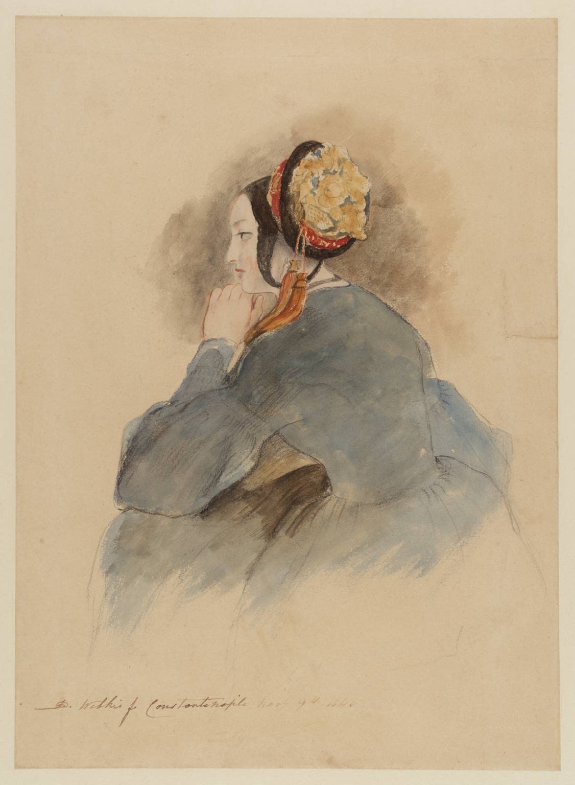A Girl Seated, in Profile to Left