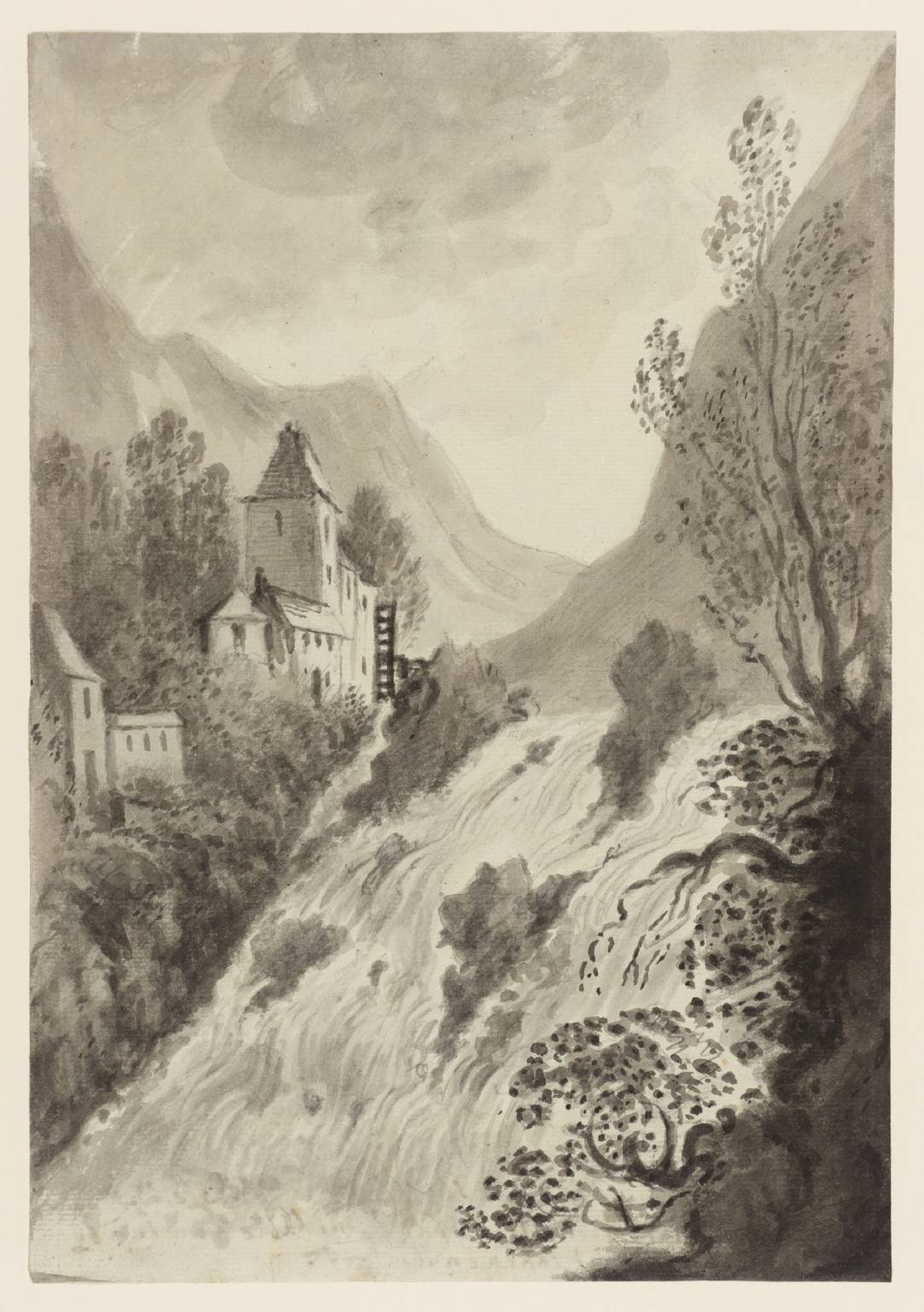 A Castellated Mill on a Waterfall, after Sir G. Beaumont
