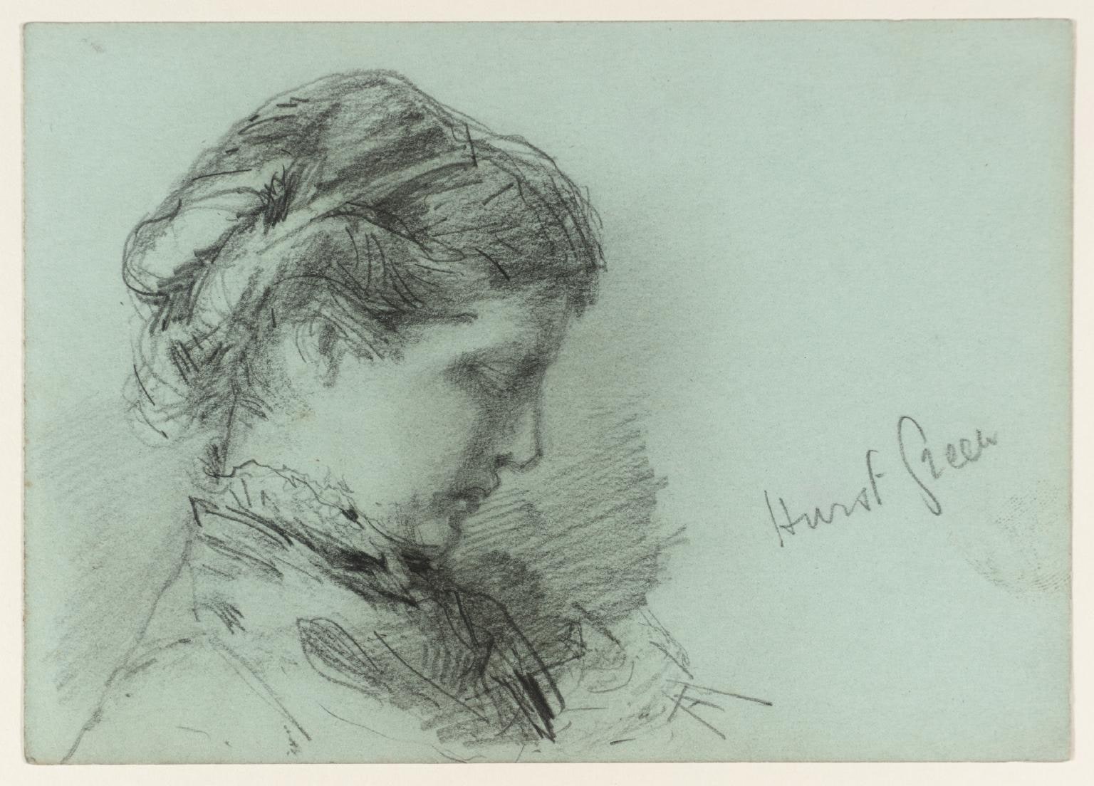 Portrait Study, a Head of a Woman. Verso: Sketch and a Caricature