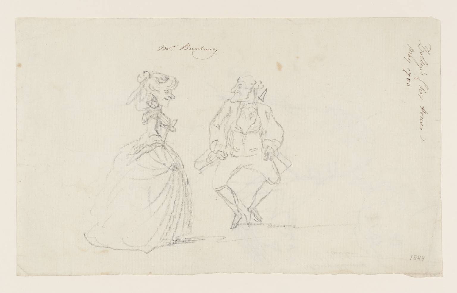 The Minuet. Verso: Two heads, and Three Other Heads, Vertically
