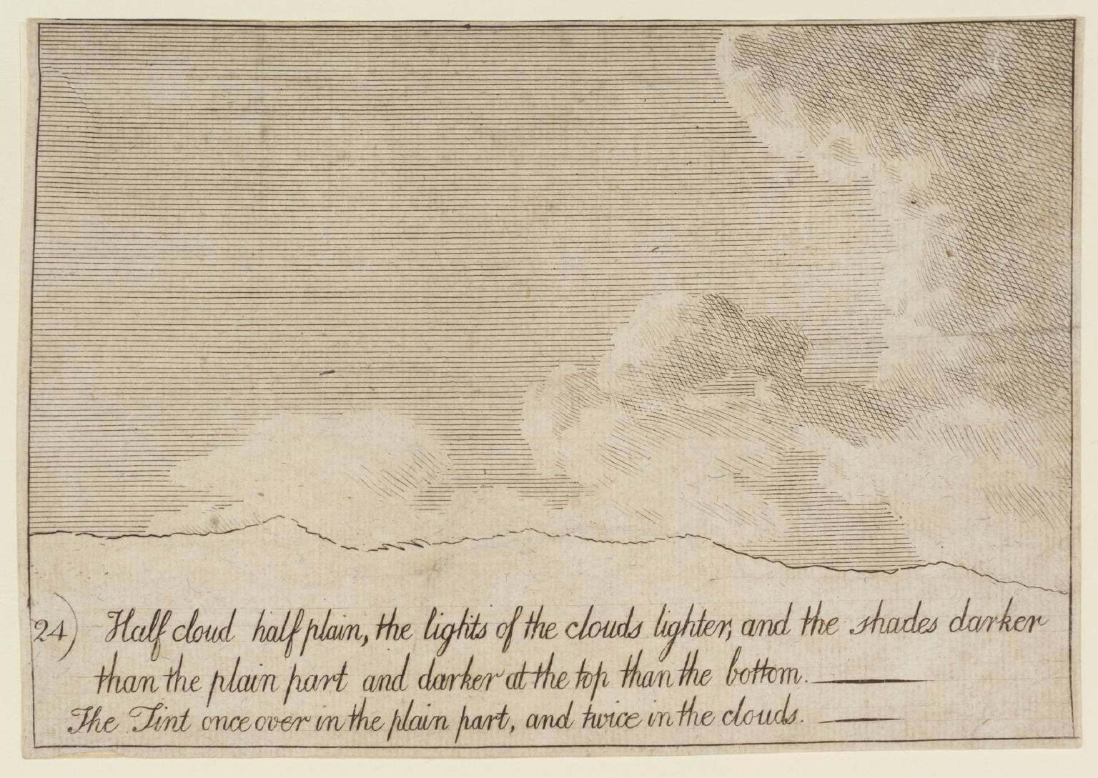 24. Half Cloud Half Plain, the Lights of the Clouds Lighter, and the Shades Darker than the Plain Part and Darker at the Top than the Bottom. The Tint Twice Over in the Main Part, and Twice in the Clouds