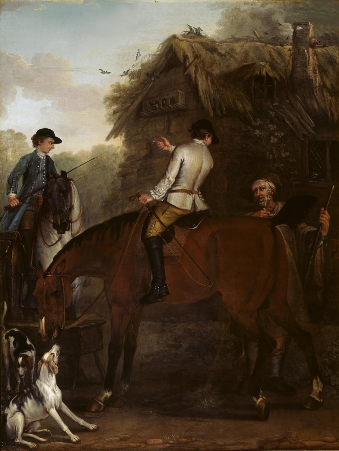 Viscount Weymouth’s Hunt: Two Hunt Servants on Hunters beside a Cottage
