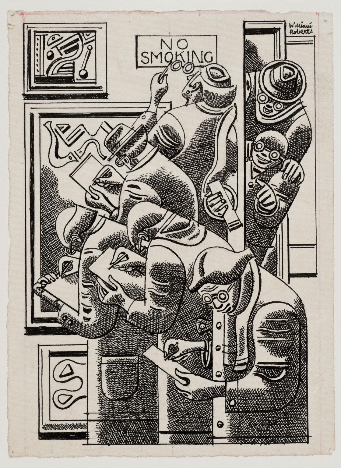 Study for frontispiece to ‘A Press View at teh Tate Gallery’ by William Roberts
